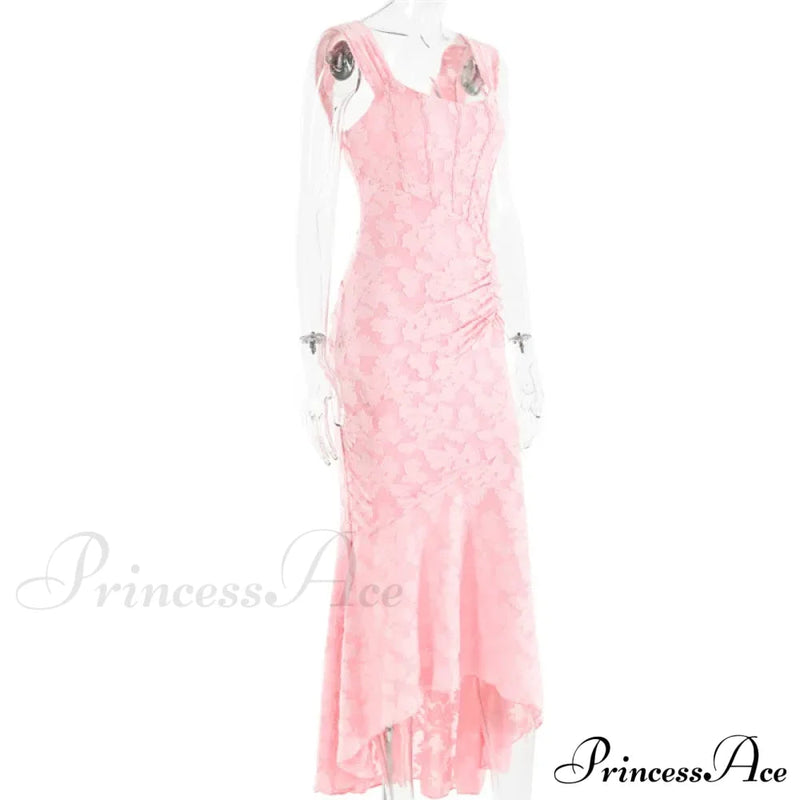 Lace Textured Strap Charming Wrap Midi Dress