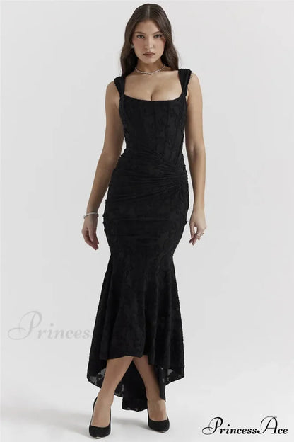 Lace Textured Strap Charming Wrap Midi Dress