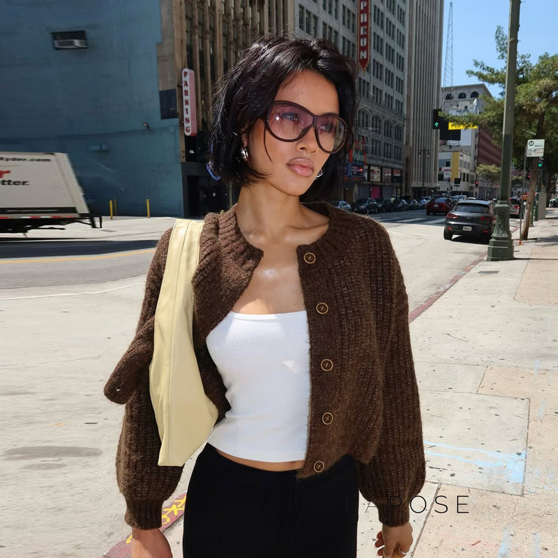 Addilyn Brown Knitted Cardigan