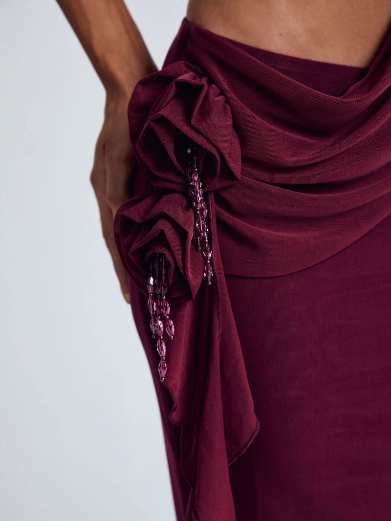 Akilah Asymmetric Beaded Maxi Dress