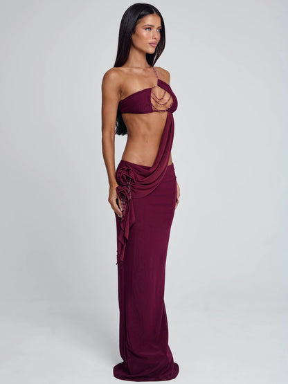 Akilah Asymmetric Beaded Maxi Dress