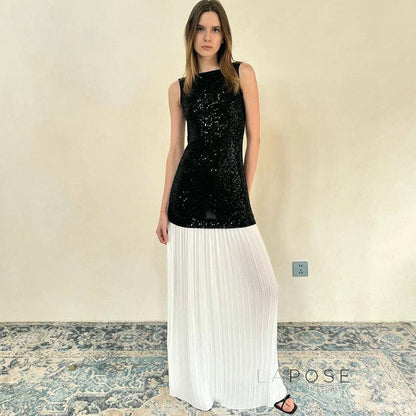 Anabia Black Sequin Maxi Dress