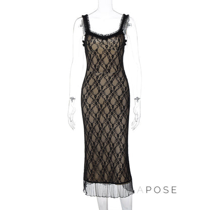 Anapaula Lace Sling Midi Dress