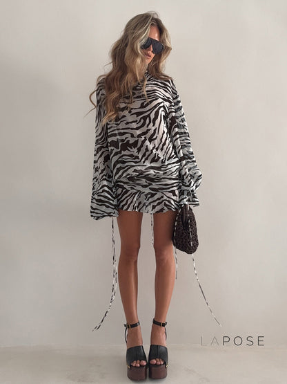 Arianna Zebra Print Mini Dress