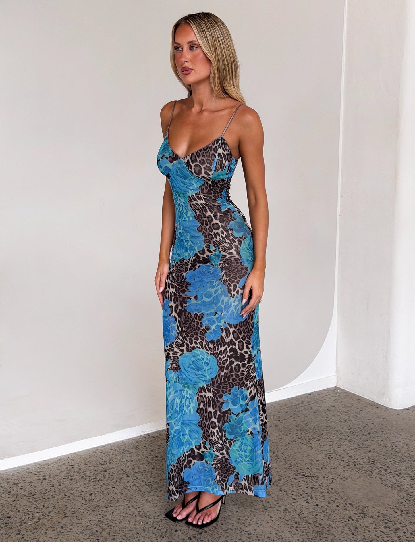 Arlette Radiant Maxi Dress - Blue Leopard