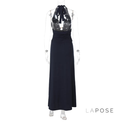 Asra Halter Pleated Maxi Dress