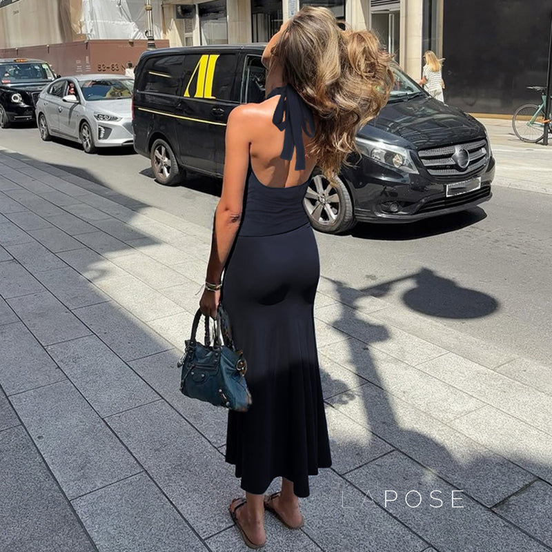 Raelee Halter Ruched Maxi Dress