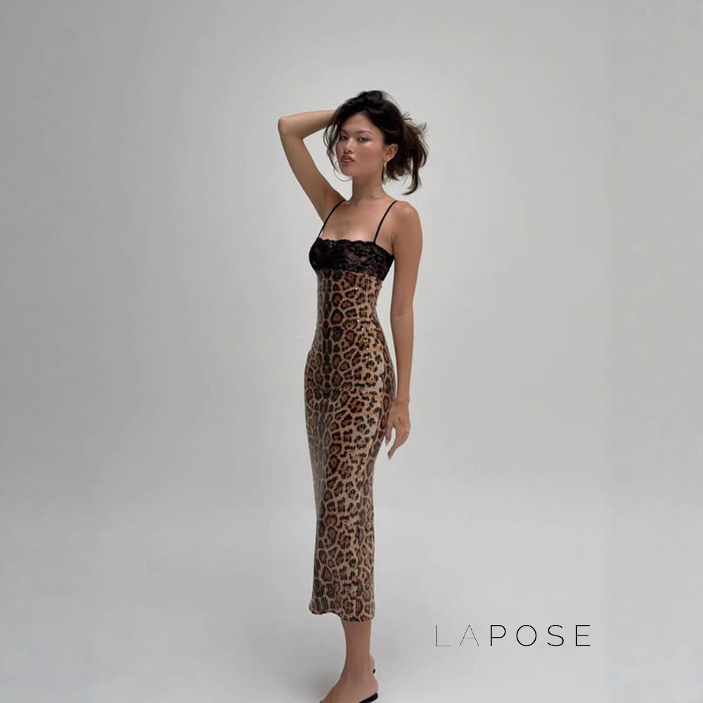 Aviyana Leopard Sequin Maxi Dress