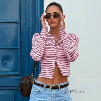 Bo Striped Button-up Cardigan