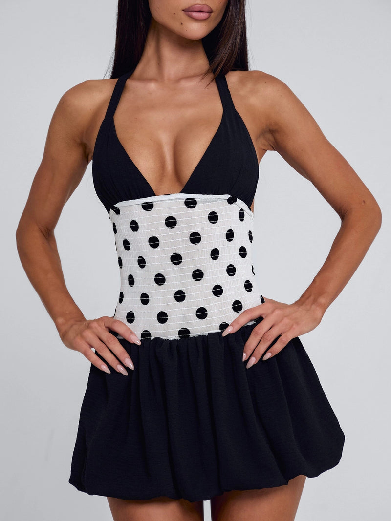 Britany Ruched Bubble Mini Dress