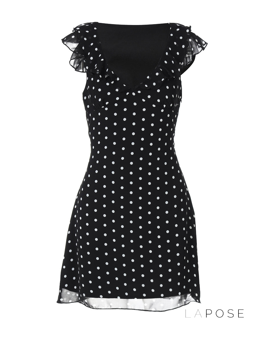 Davina Ruffled Polka Dot Mini Dress