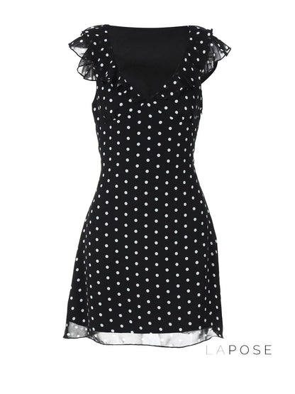 Davina Ruffled Polka Dot Mini Dress