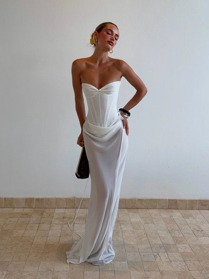 Draped Corset Maxi Dress