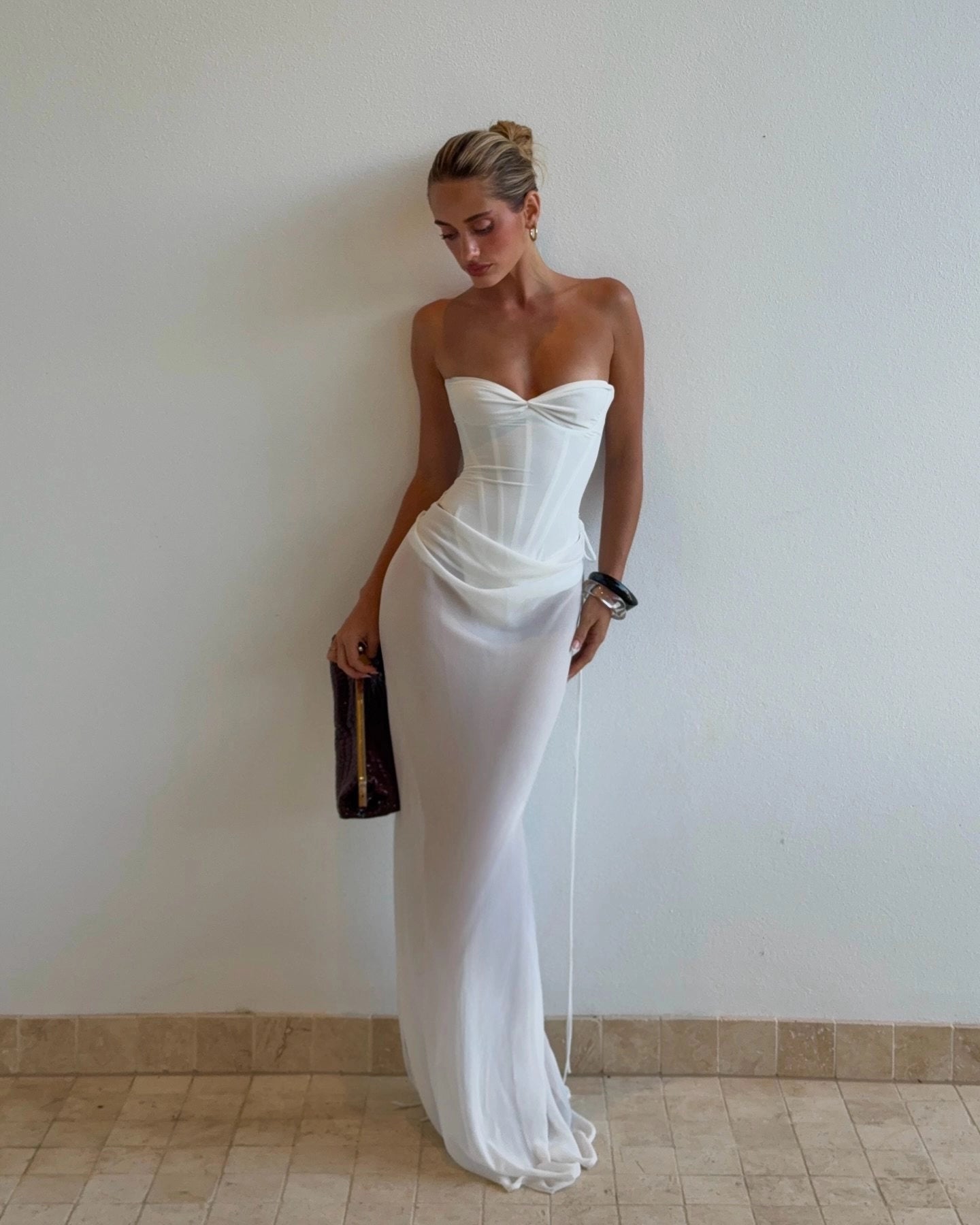 Draped Corset Maxi Dress