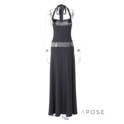 Eleanor Sequin Halter Maxi Dress