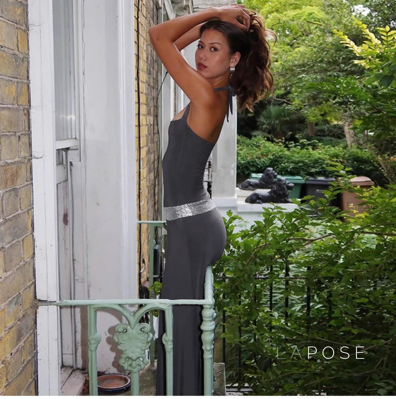 Eleanor Sequin Halter Maxi Dress