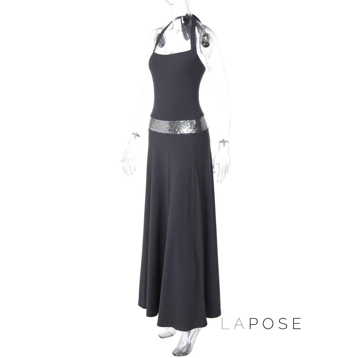 Eleanor Sequin Halter Maxi Dress
