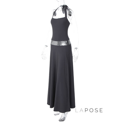 Eleanor Sequin Halter Maxi Dress