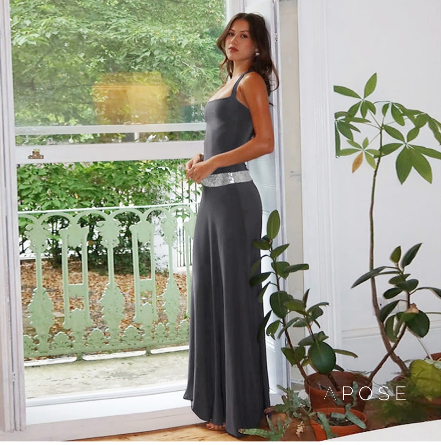 Eleanor Sequin Halter Maxi Dress