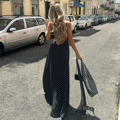 Eleanore Polka Dot Halter Maxi Dress