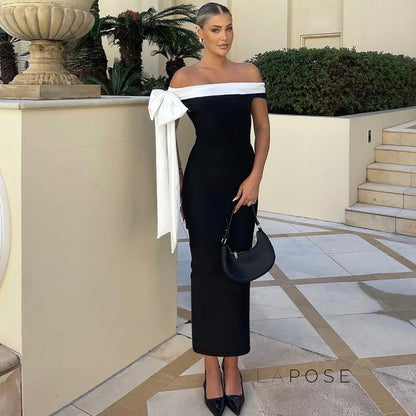 Elyanna Off Shoulder Bow Maxi Dress