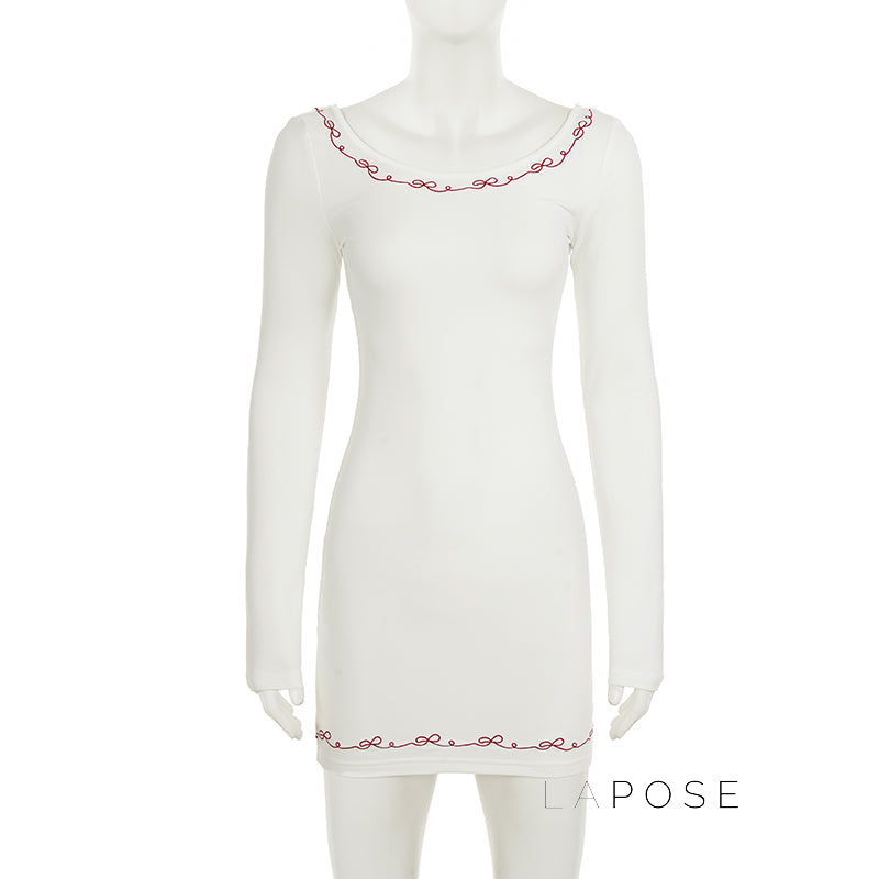 Frida Embroidered Long Sleeve Mini Dress