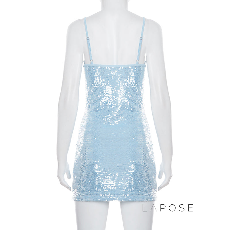 Issabella Blue Sequin Mini Dress