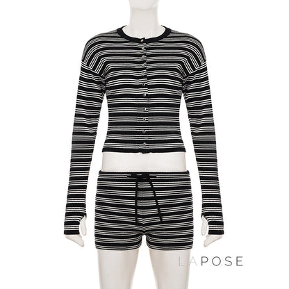 Jamari Striped Cardigan Short Set