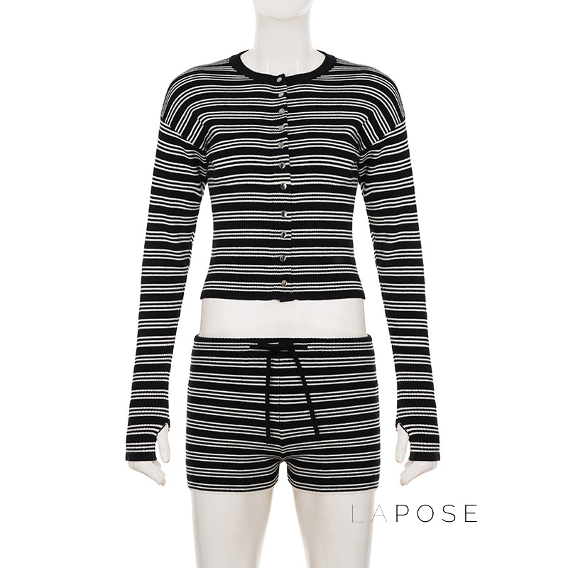 Jamari Striped Cardigan Short Set