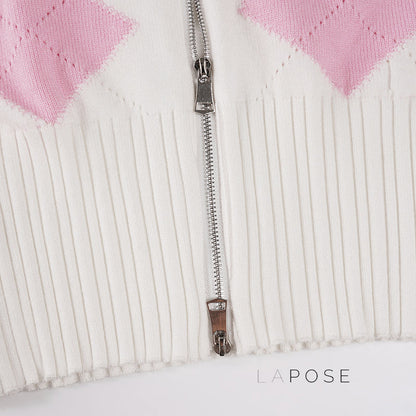 Jenesis Plaid Knit Cardigan