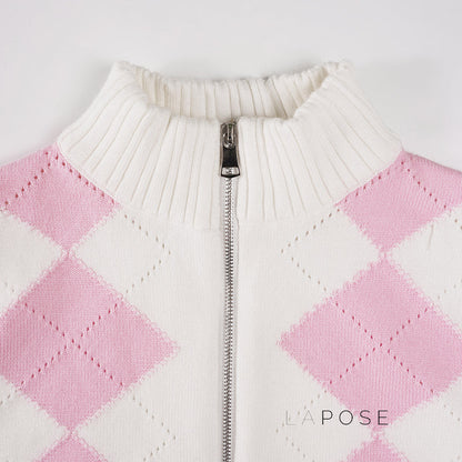 Jenesis Plaid Knit Cardigan
