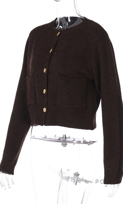 Jennah Coffee Knit Cardigan