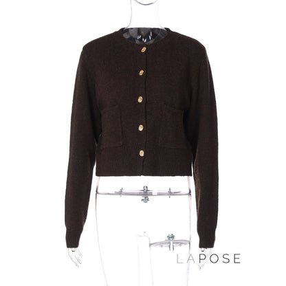 Jennah Coffee Knit Cardigan
