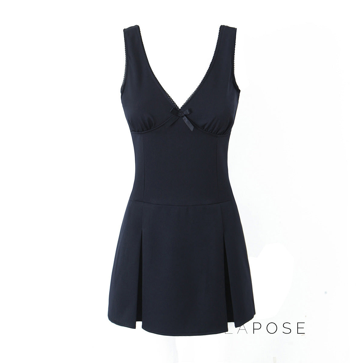 Kaliah Deep V-neck Bow Mini Dress
