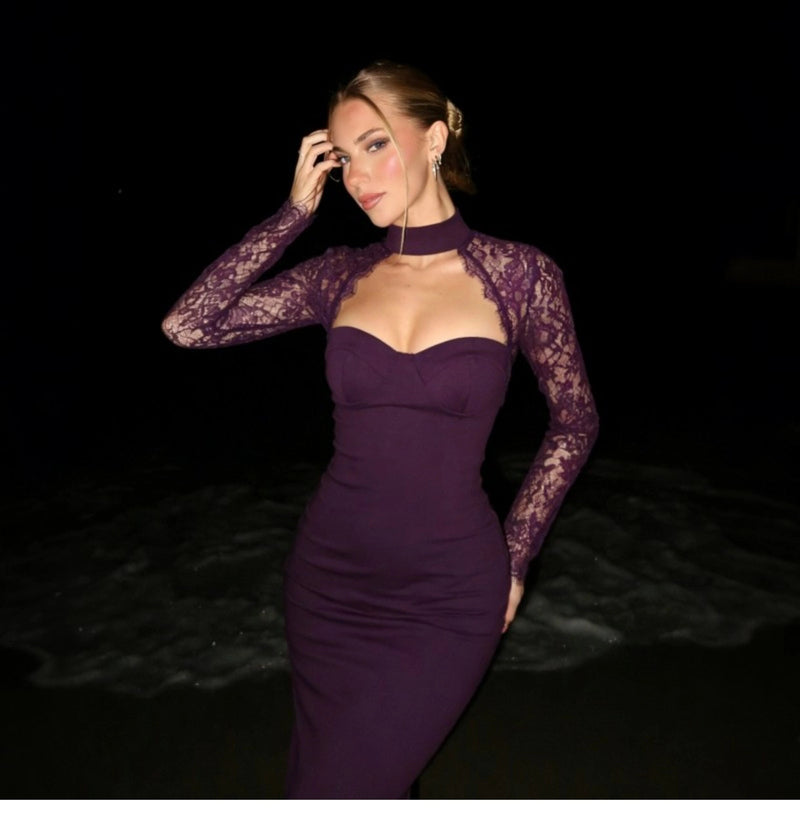 Lace Slit Maxi Dress