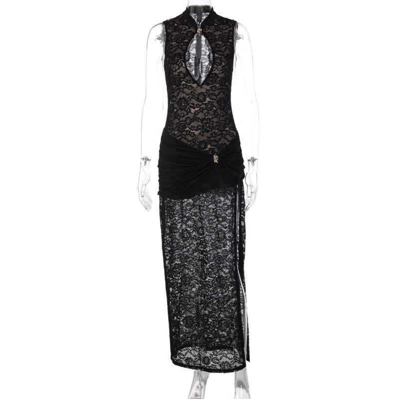 Lace Slit Maxi Dress
