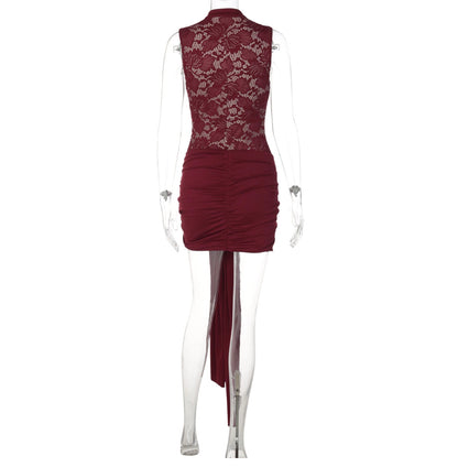 Lace Splicing Cut-out Mini Dress