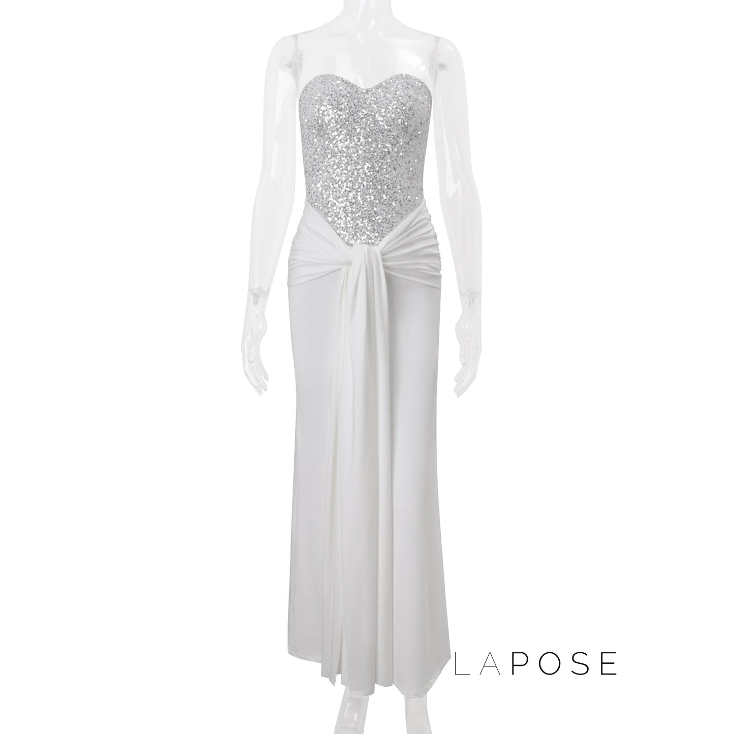 Lemon Strapless Sequin Maxi Dress