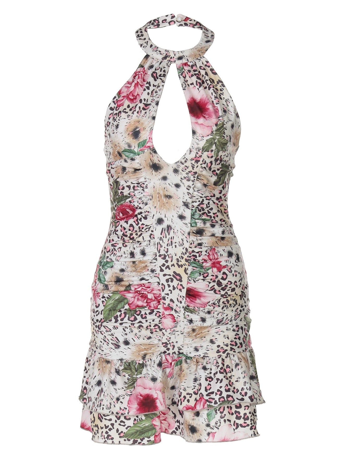 Leopard Print Halter Mini Dress