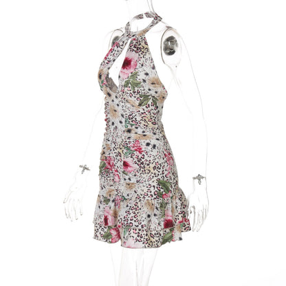 Leopard Print Halter Mini Dress