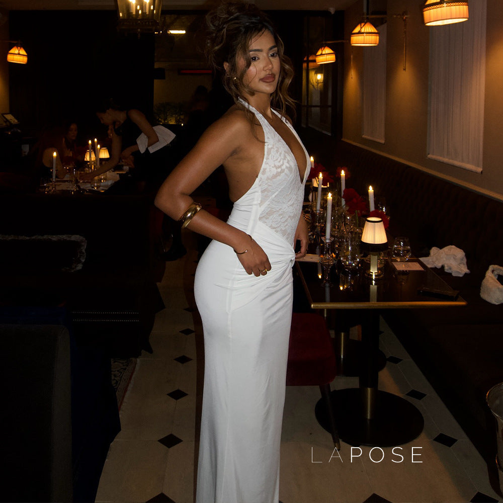 Leyla Ruched Halter Midi Dress