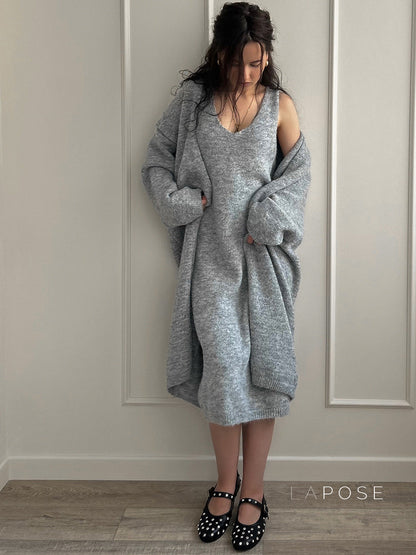 Lily Cozy Knit Dress & Long Cardigan Set