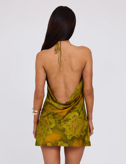 Maira Watercolor Halter Mini Dress
