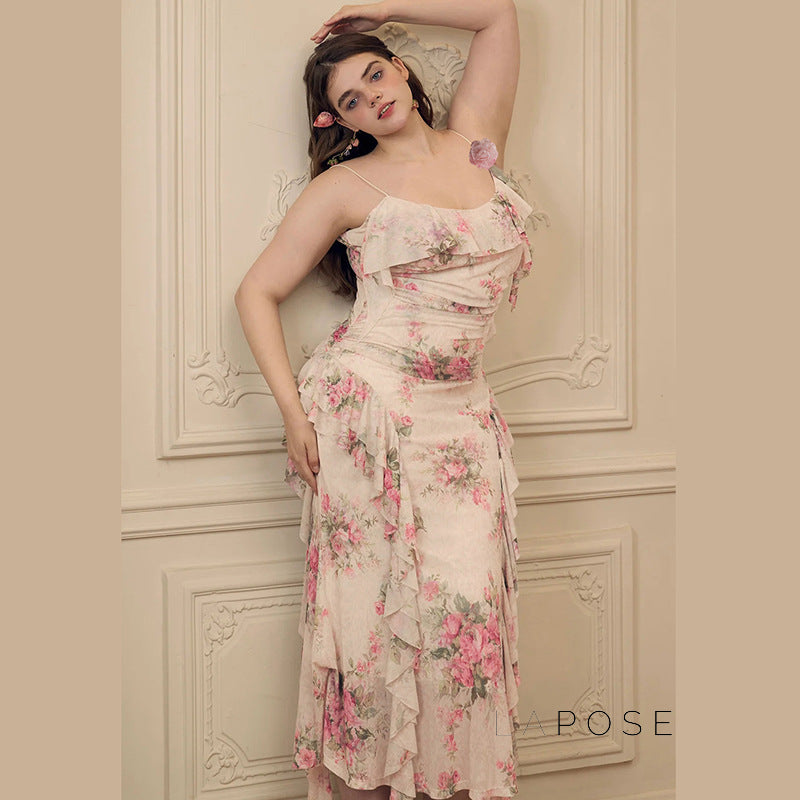 Maybree Mesh Ruffle Maxi Dress
