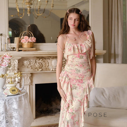 Maybree Mesh Ruffle Maxi Dress