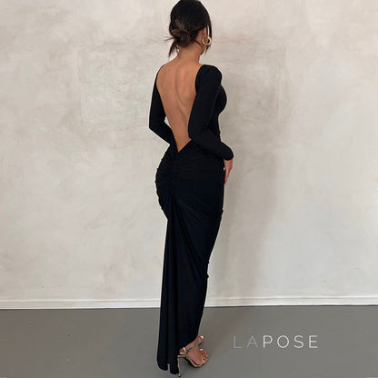 Mireille Backless Ruched Long Dress