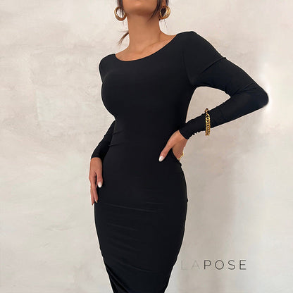 Mireille Backless Ruched Long Dress