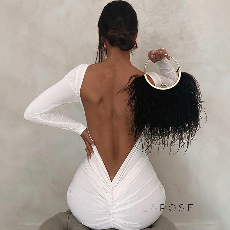 Mireille Backless Ruched Long Dress