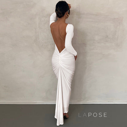 Mireille Backless Ruched Long Dress