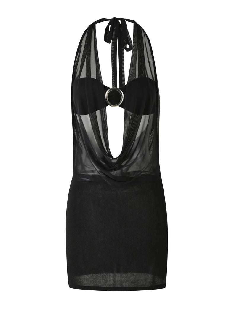 Nahomi Mesh Halter Mini Dress